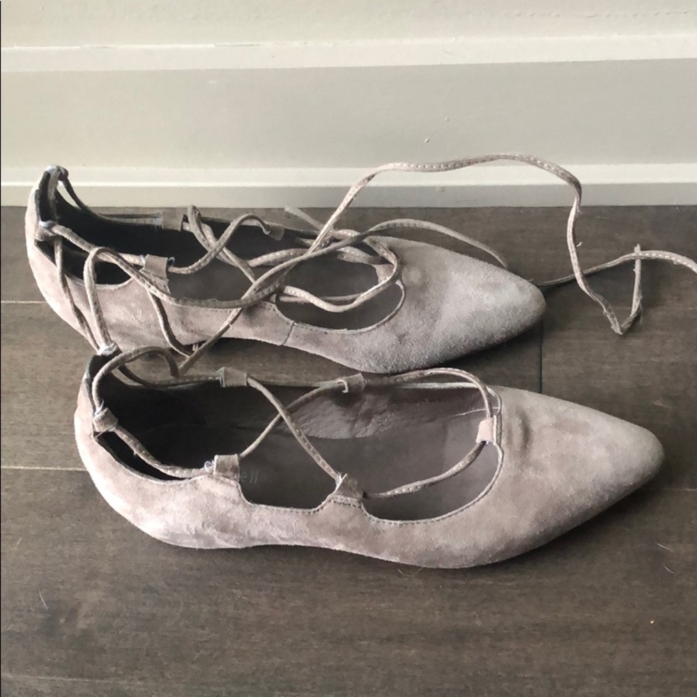Jeffery Campbell tie up suede grey flats